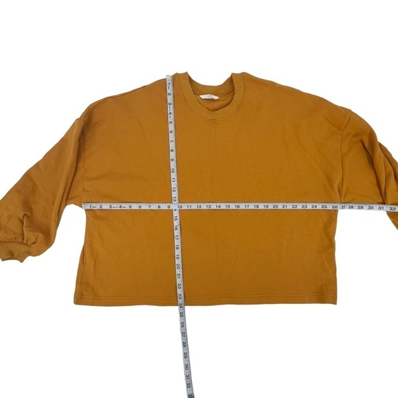 NWT Time And Tru Mustard Yellow Boxy Balloon Sleeve Crop Shirt Size L Women's - Picture 4 of 7